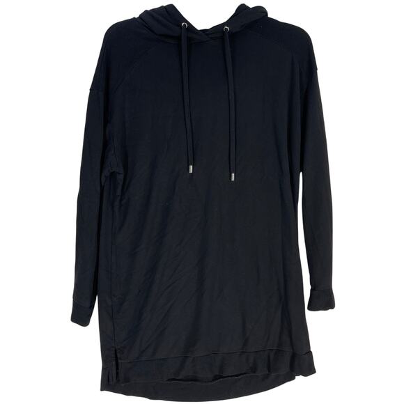 FF Hoodie Dress Womens Size 8 Black Pullover Long Sleeve Drawstring Tunic Casual - Picture 1 of 5